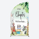 Aperturee - Aperturee Chapter Begin Bunny Books Baby Shower Half Moon Arch Backdrop